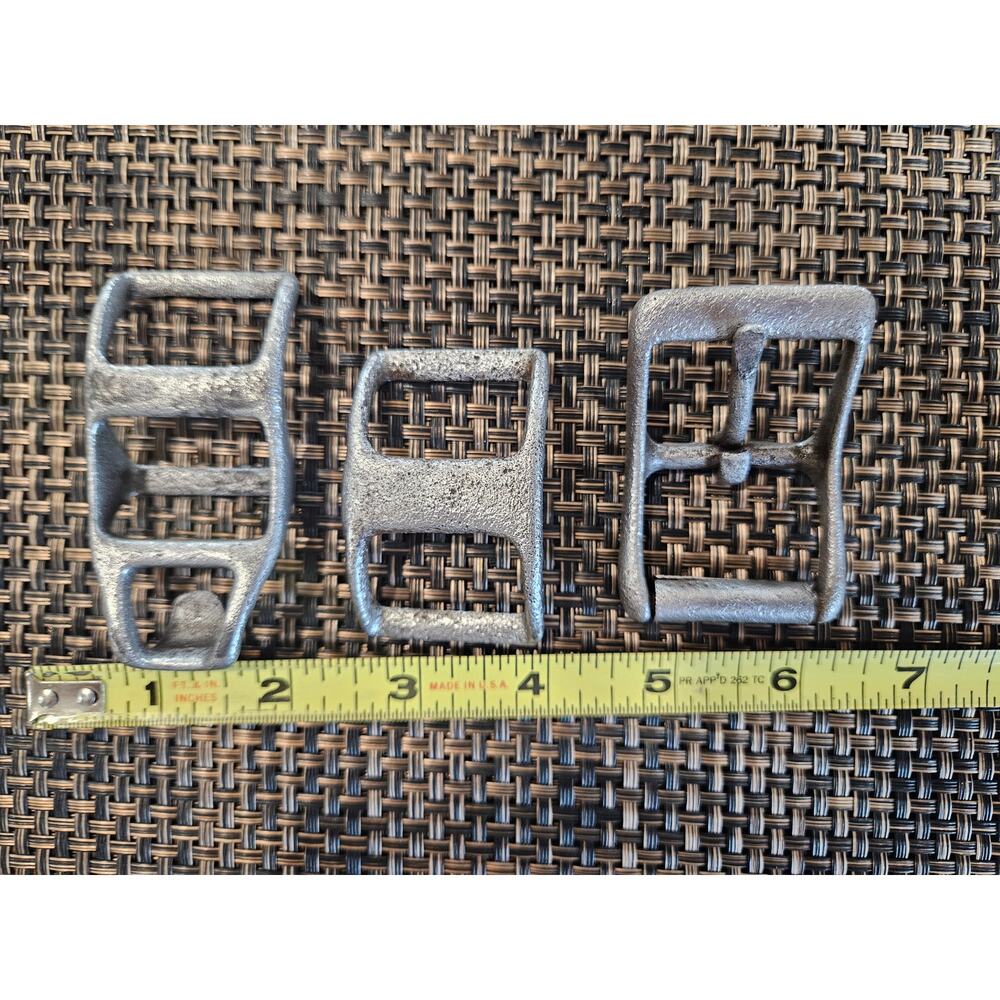 Set of 3 Vintage Cast Iron Buckle Harness Bridle Saddle Strap Tack USA